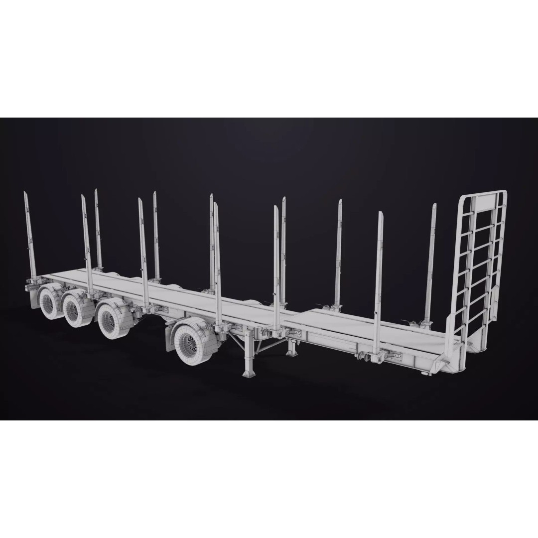 Logging Trailer 3D Model – Low Poly PBR Asset for Games, FBX - View 53