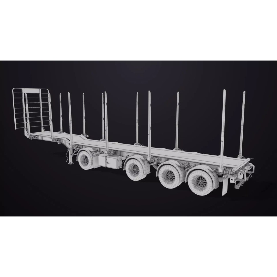 Logging Trailer 3D Model – Low Poly PBR Asset for Games, FBX - View 54