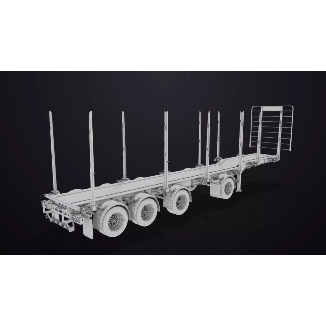 Logging Trailer 3D Model – Low Poly PBR Asset for Games, FBX - View 55