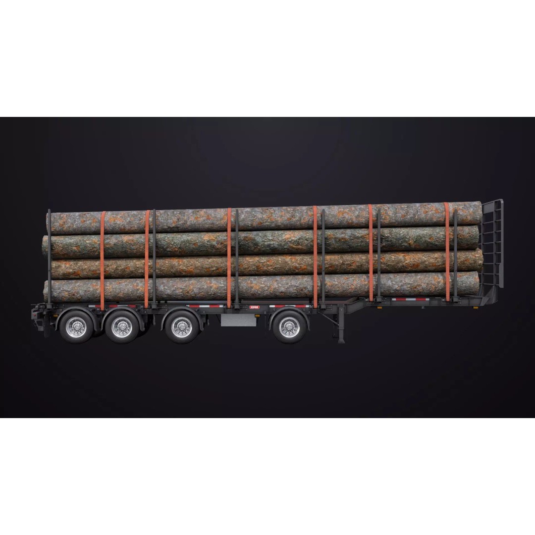Logging Trailer 3D Model – Low Poly PBR Asset for Games, FBX - View 6