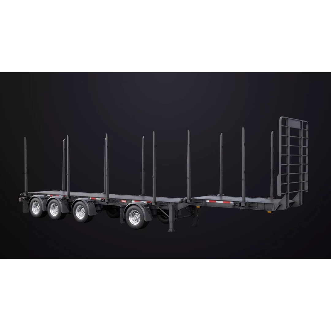 Logging Trailer 3D Model – Low Poly PBR Asset for Games, FBX - View 7