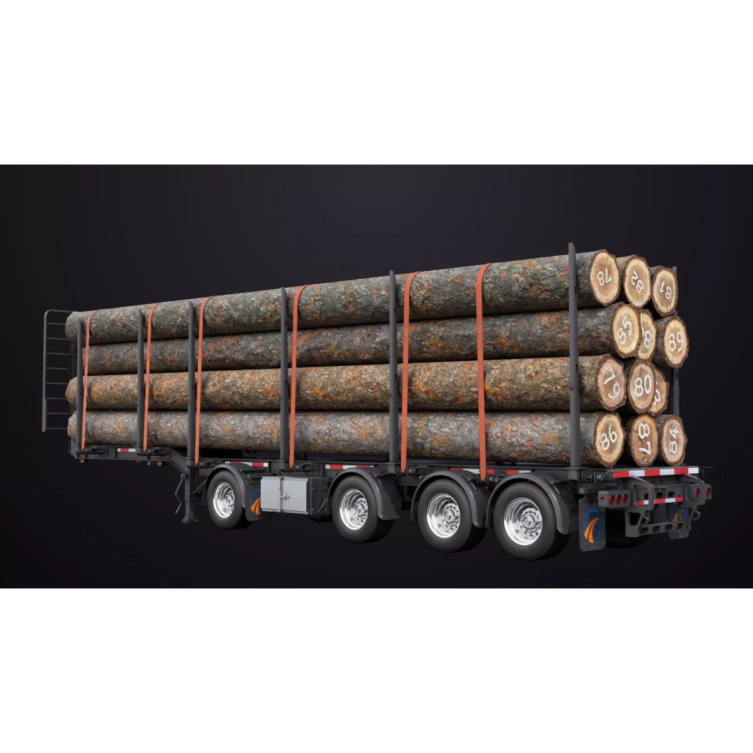 Logging Trailer 3D Model – Low Poly PBR Asset for Games, FBX - View 8