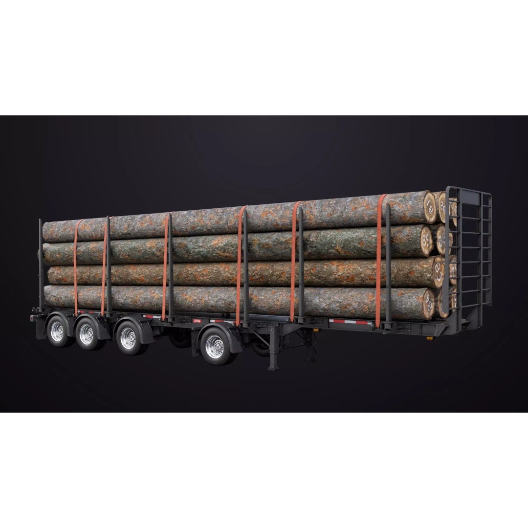 Logging Trailer 3D Model – Low Poly PBR Asset for Games, FBX - View 9