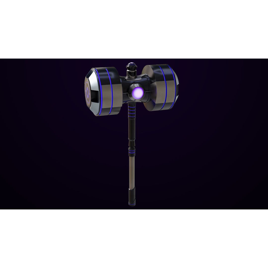 Sci-Fi Battle Hammer 3D Model – Low Poly PBR Game Asset, FBX - View 15