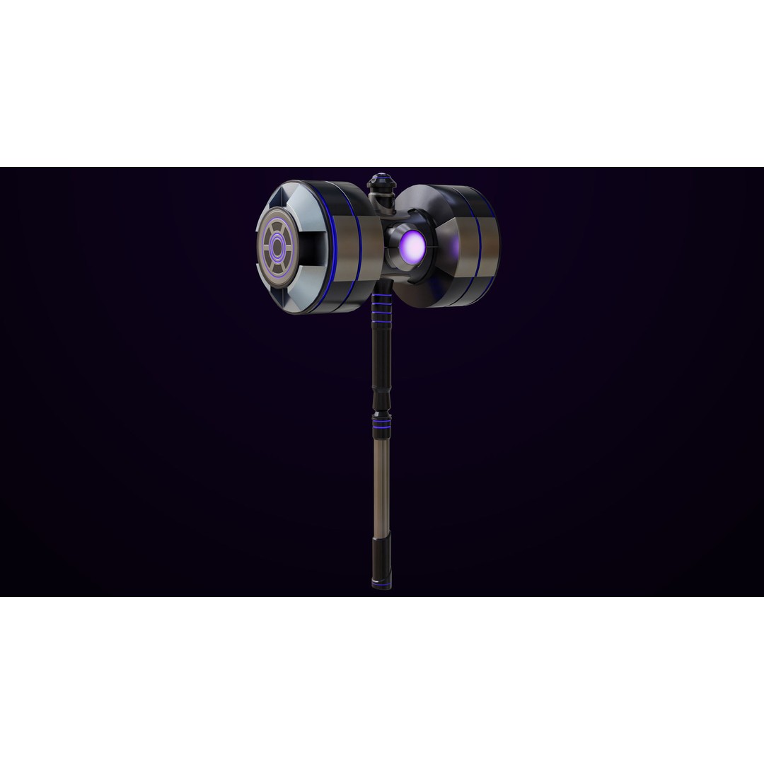 Sci-Fi Battle Hammer 3D Model – Low Poly PBR Game Asset, FBX - View 17