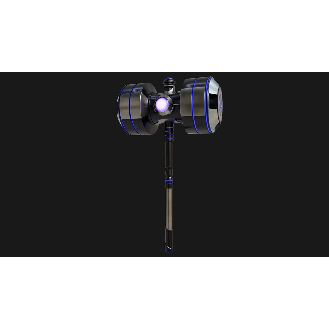 Sci-Fi Battle Hammer 3D Model – Low Poly PBR Game Asset, FBX - View 3