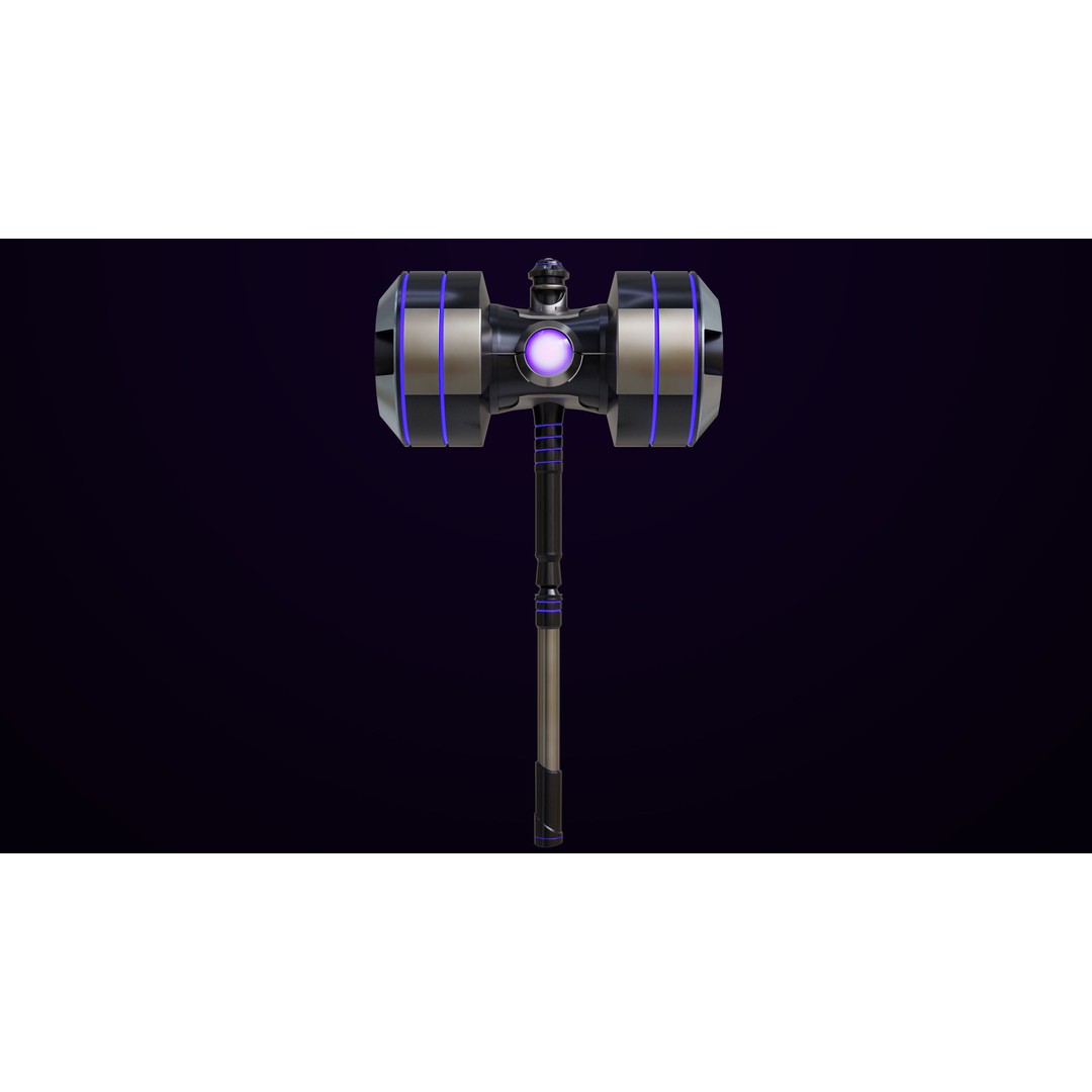 Sci-Fi Battle Hammer 3D Model – Low Poly PBR Game Asset, FBX - View 4