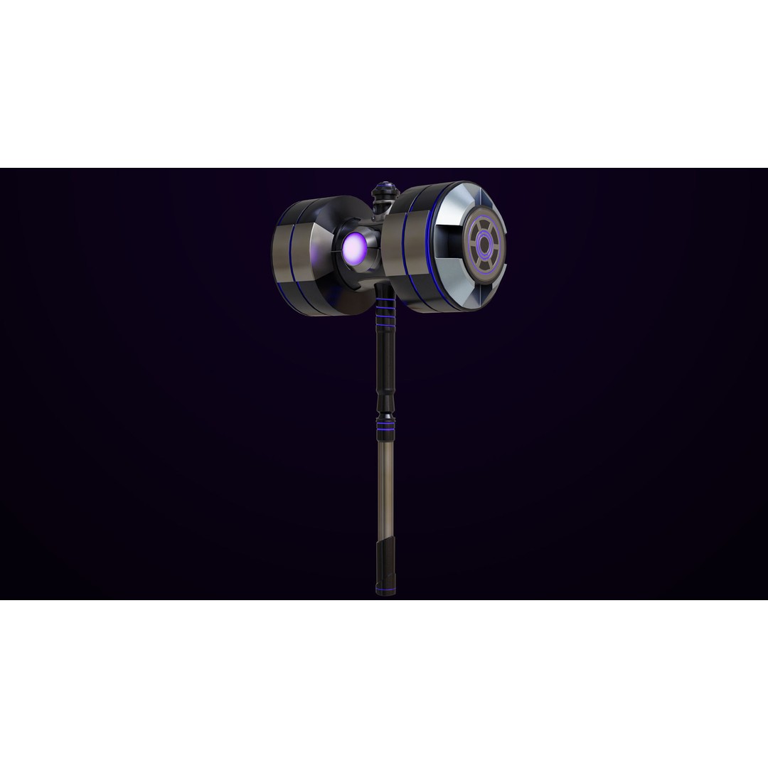 Sci-Fi Battle Hammer 3D Model – Low Poly PBR Game Asset, FBX - View 6