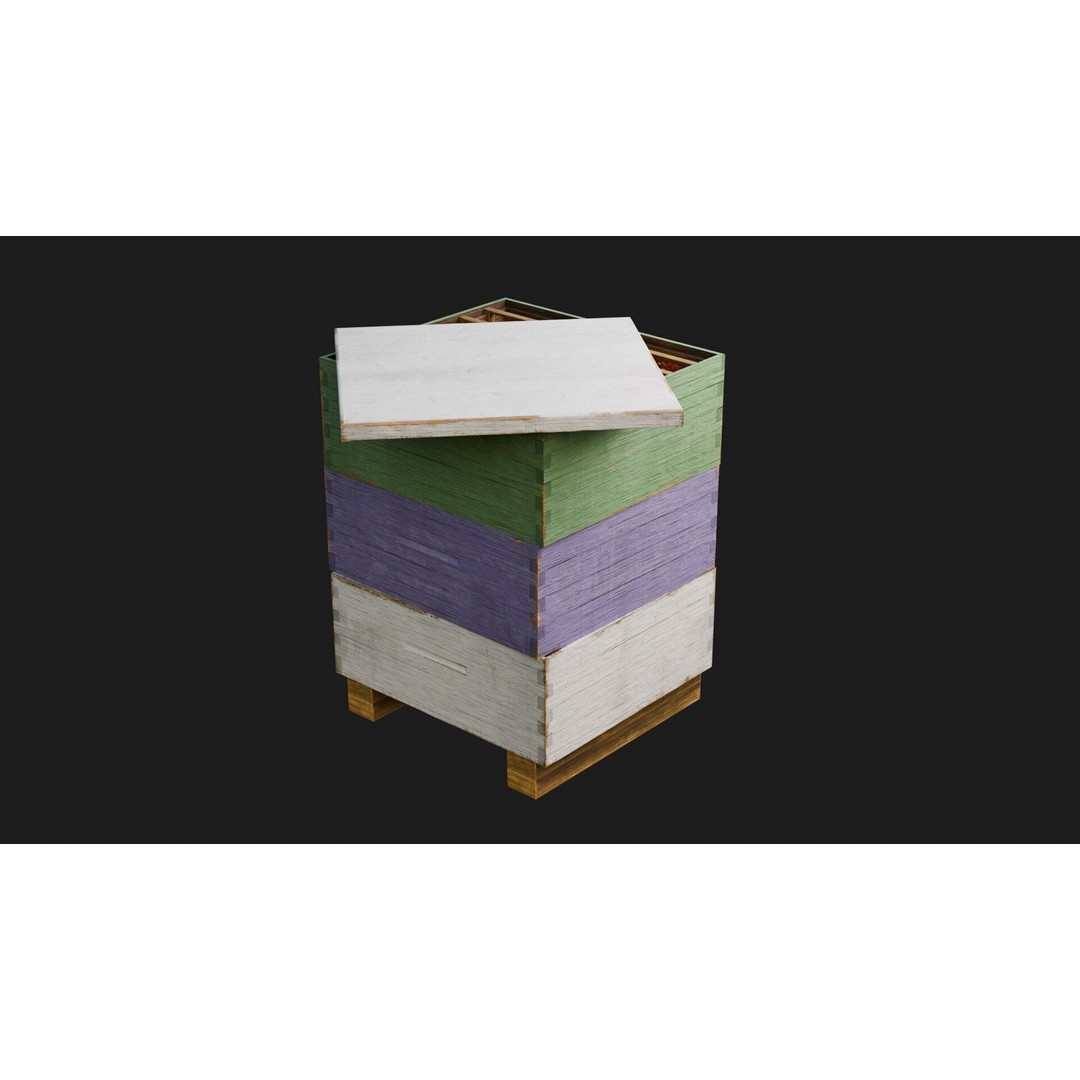 Stacked Beehive 3D Model – Realistic PBR Asset with 4K Textures - View 5