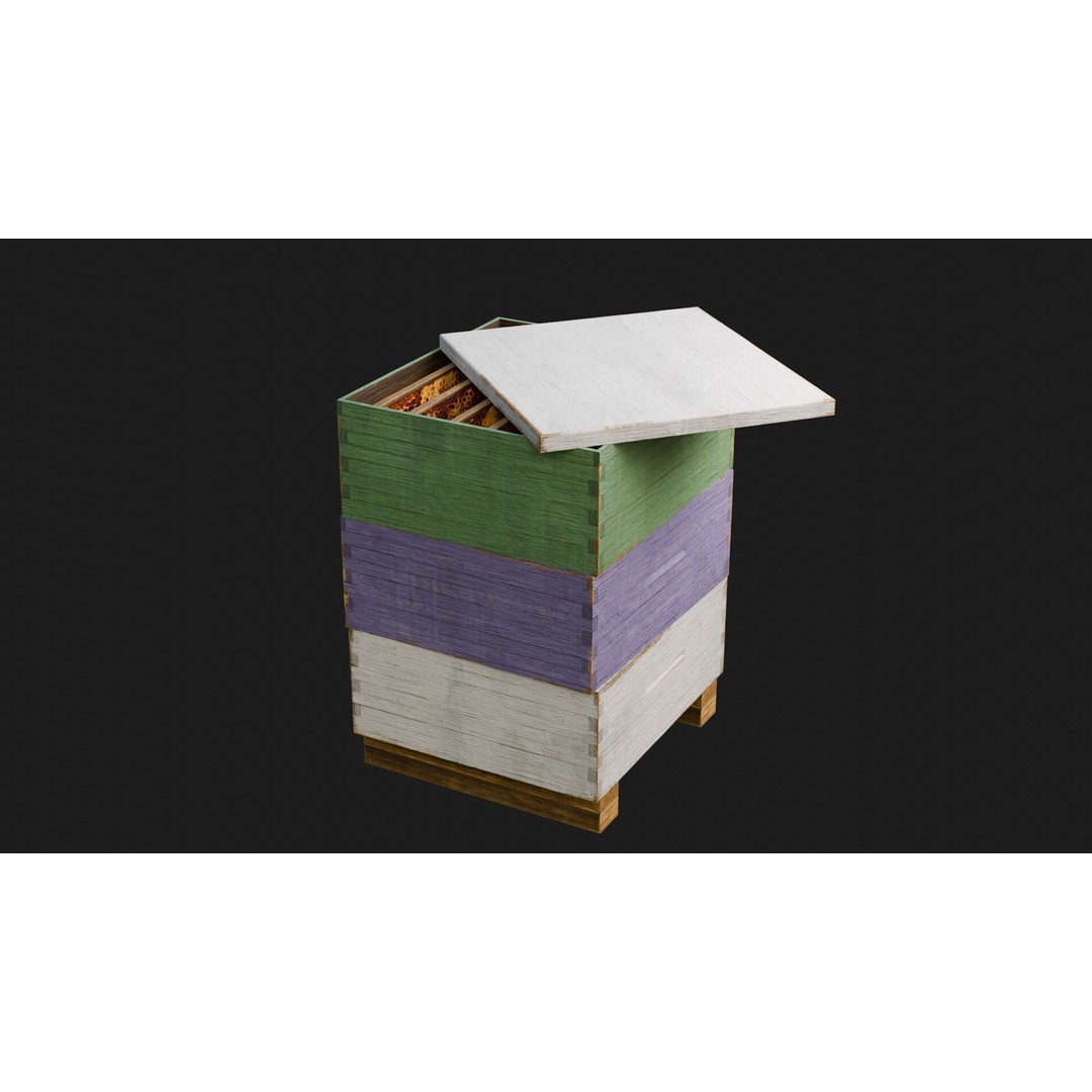 Stacked Beehive 3D Model – Realistic PBR Asset with 4K Textures - View 6