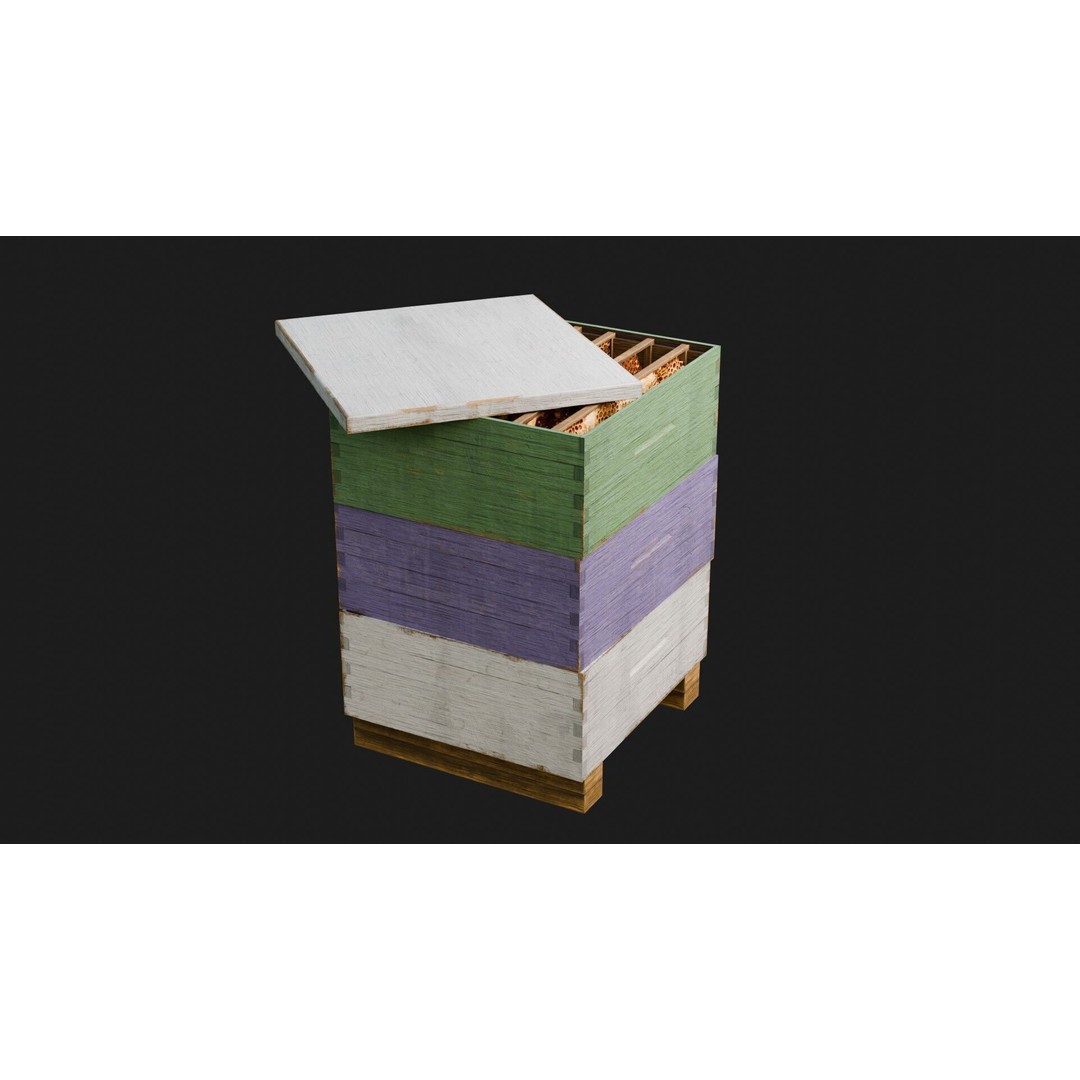 Stacked Beehive 3D Model – Realistic PBR Asset with 4K Textures - View 7