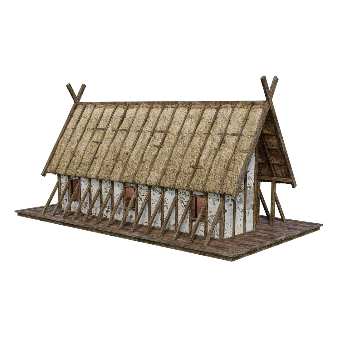 Old Medieval Building 3D Model – Low Poly Game Asset, FBX & OBJ