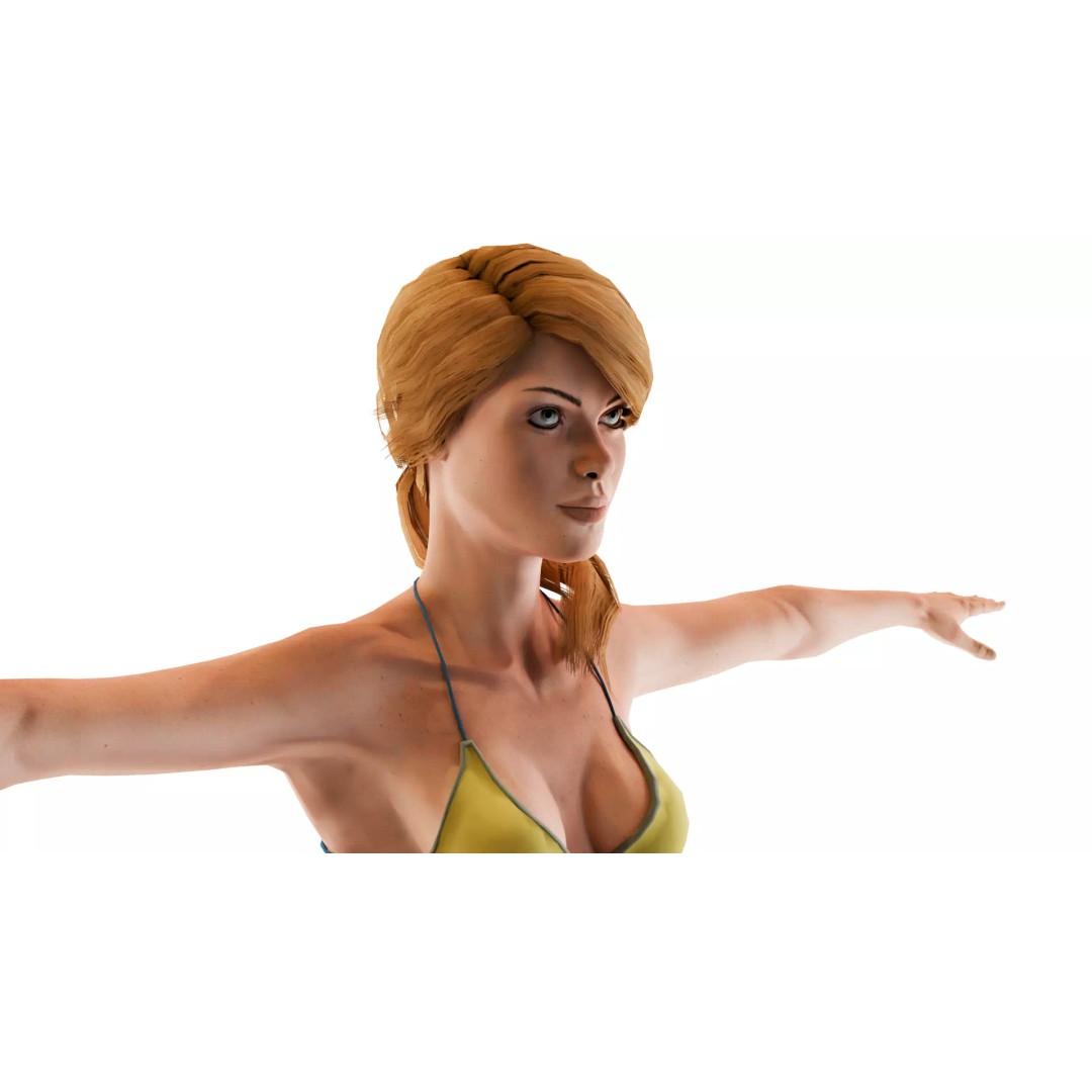 Sunny Siren 3D Model – Low Poly Beach Character, FBX, Rigged - View 2