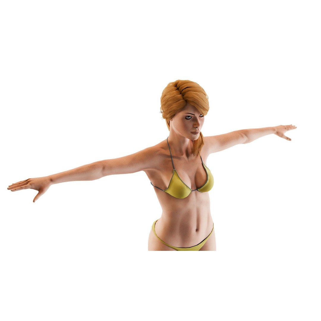 Sunny Siren 3D Model – Low Poly Beach Character, FBX, Rigged - View 3