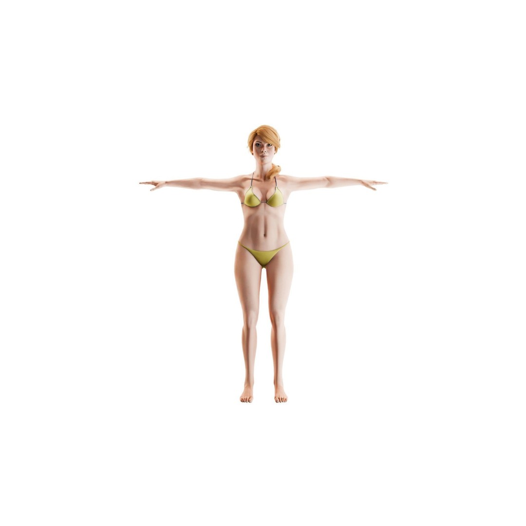 Sunny Siren 3D Model – Low Poly Beach Character, FBX, Rigged - View 4