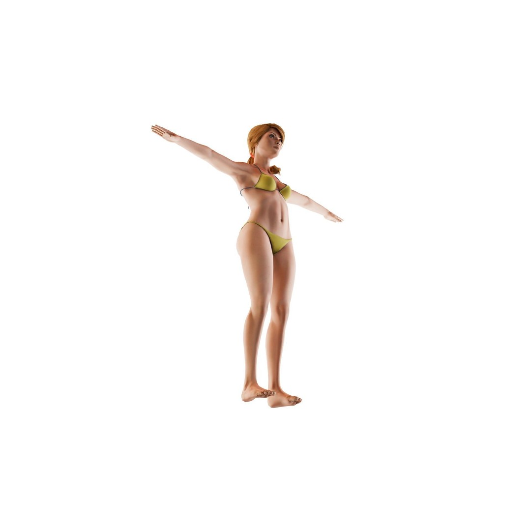 Sunny Siren 3D Model – Low Poly Beach Character, FBX, Rigged - View 5