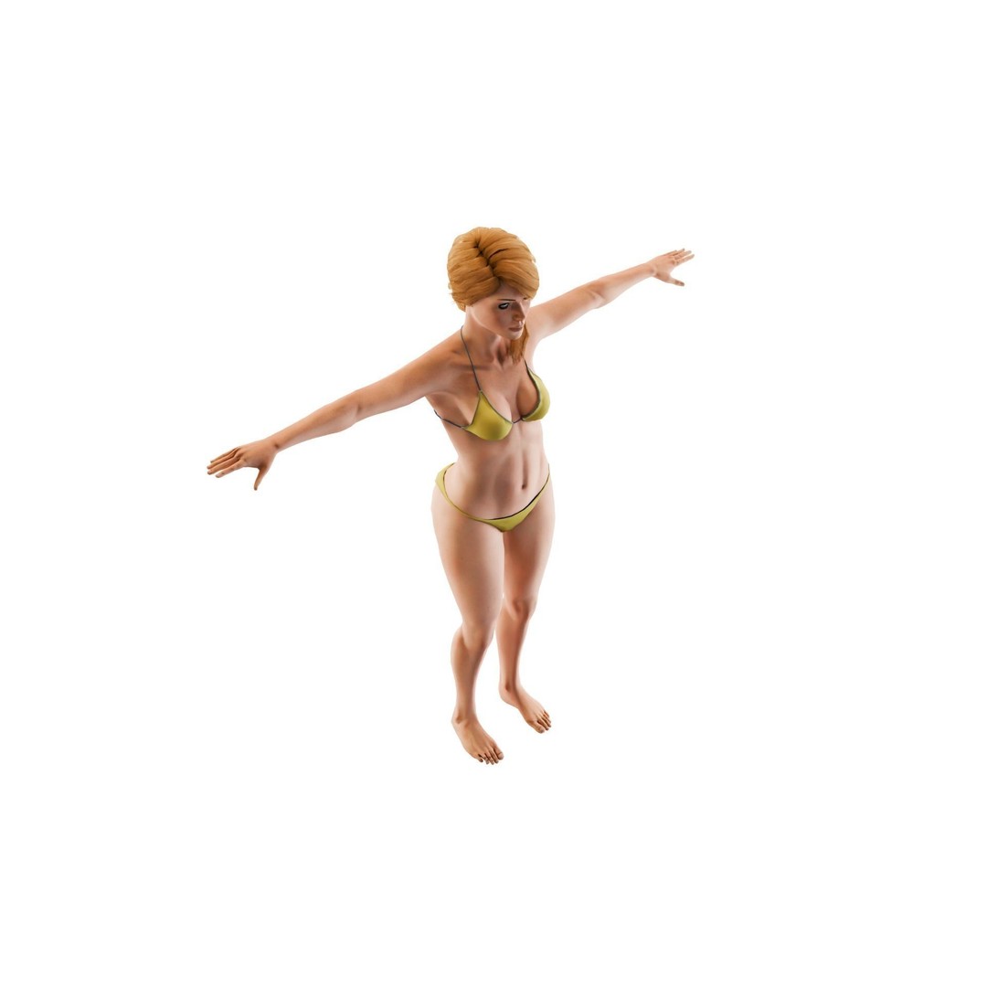 Sunny Siren 3D Model – Low Poly Beach Character, FBX, Rigged - View 6
