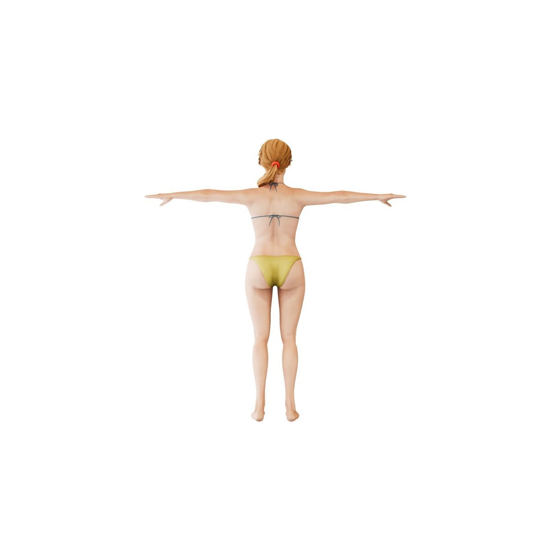 Sunny Siren 3D Model – Low Poly Beach Character, FBX, Rigged - View 7