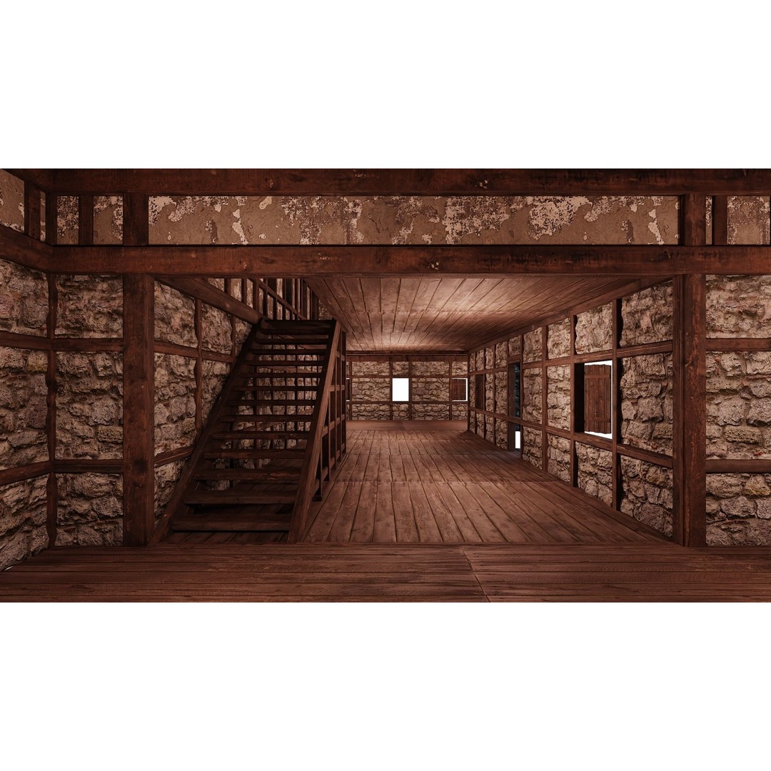 Old Medieval Building 3D Model – Game Ready Low-Poly Asset, FBX, OBJ - View 7