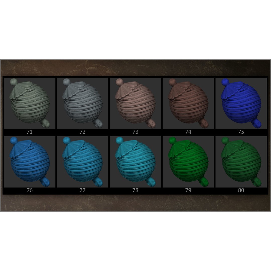 Matcaps Megapack 3D Model – 100 Clays for ZBrush Texturing - View 13