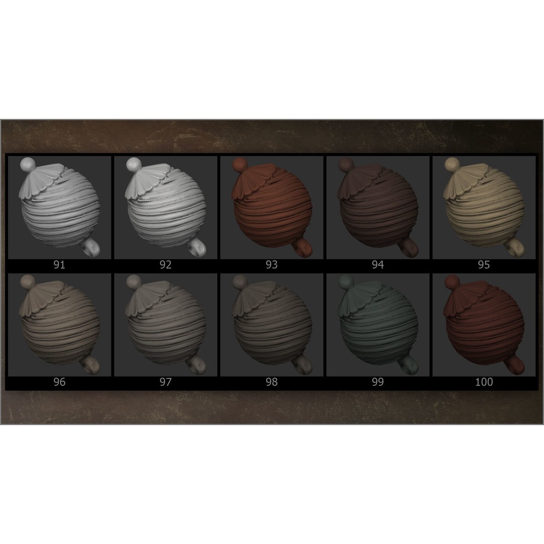 Matcaps Megapack 3D Model – 100 Clays for ZBrush Texturing - View 15