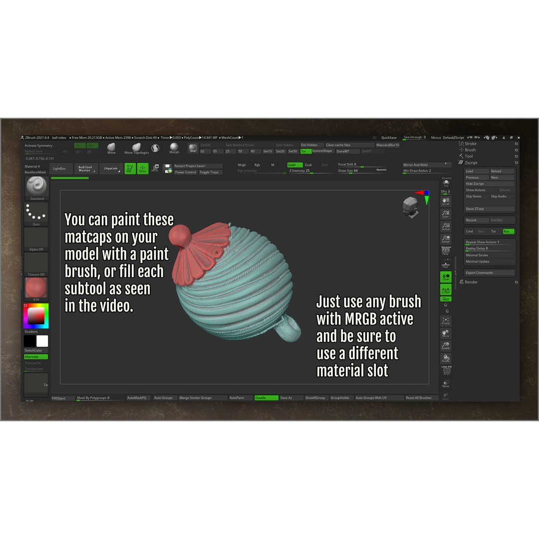 Matcaps Megapack 3D Model – 100 Clays for ZBrush Texturing - View 4