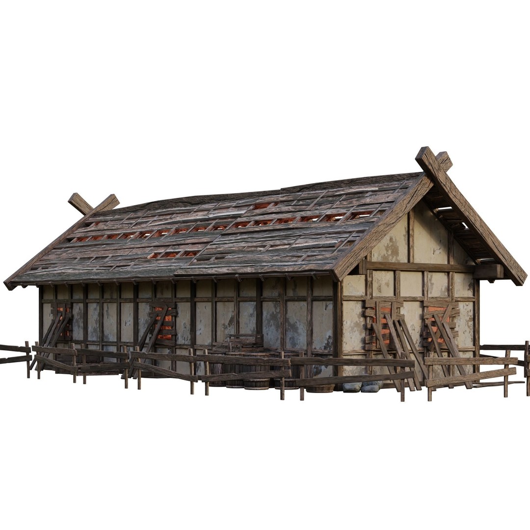 Old Medieval Building 3D Model – Low Poly Game Ready with PBR Textures - View 10
