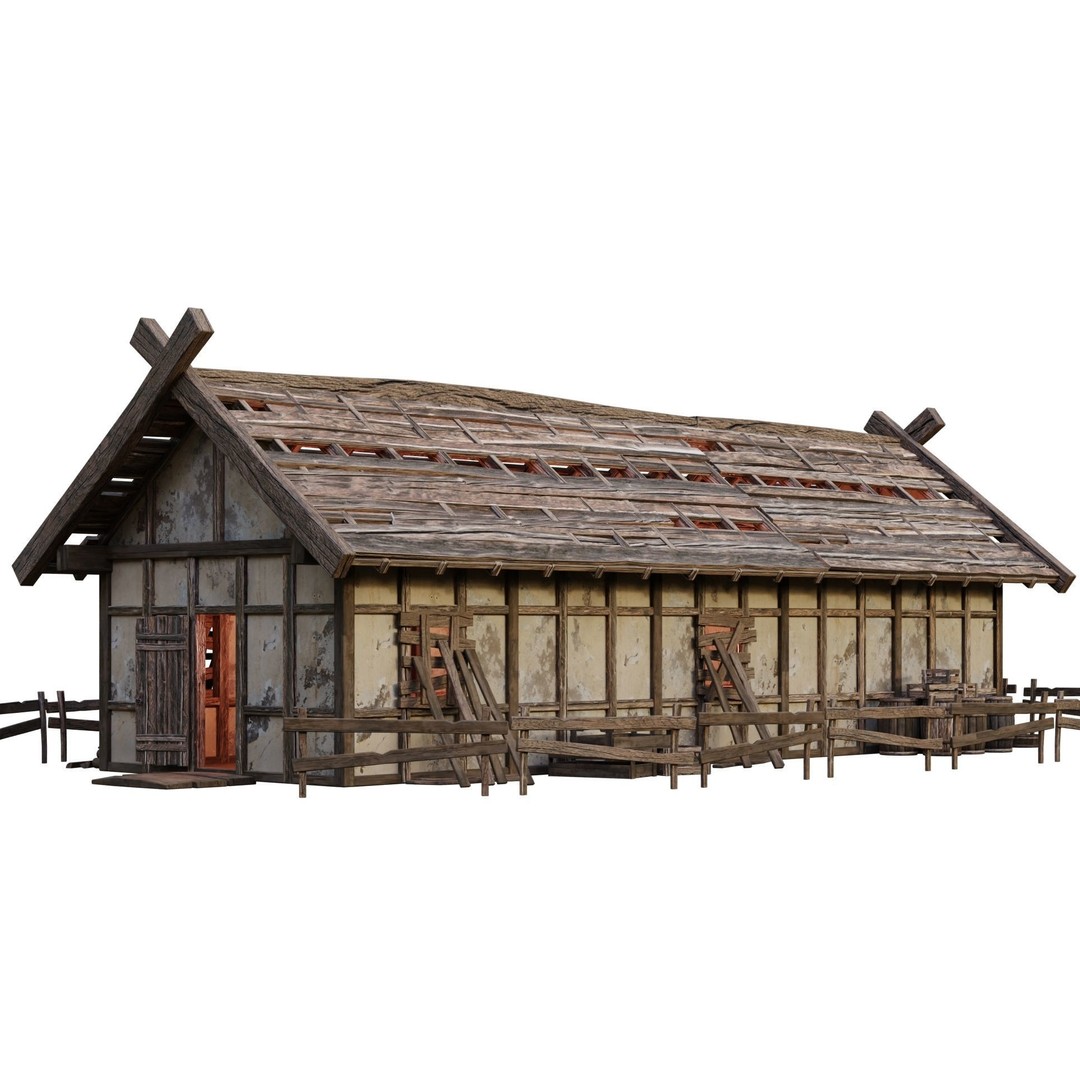 Old Medieval Building 3D Model – Low Poly Game Ready with PBR Textures - View 12