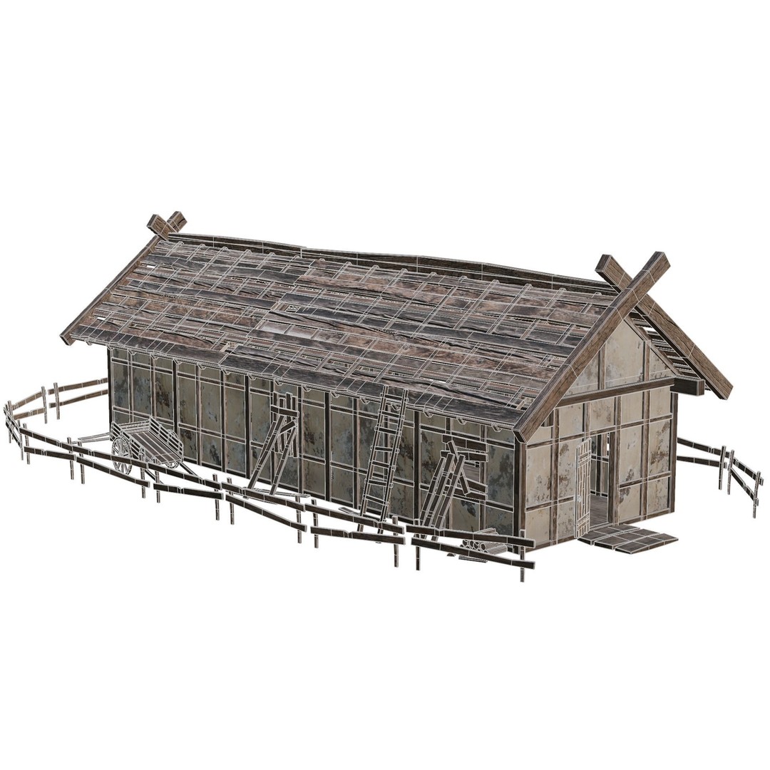Old Medieval Building 3D Model – Low Poly Game Ready with PBR Textures - View 8