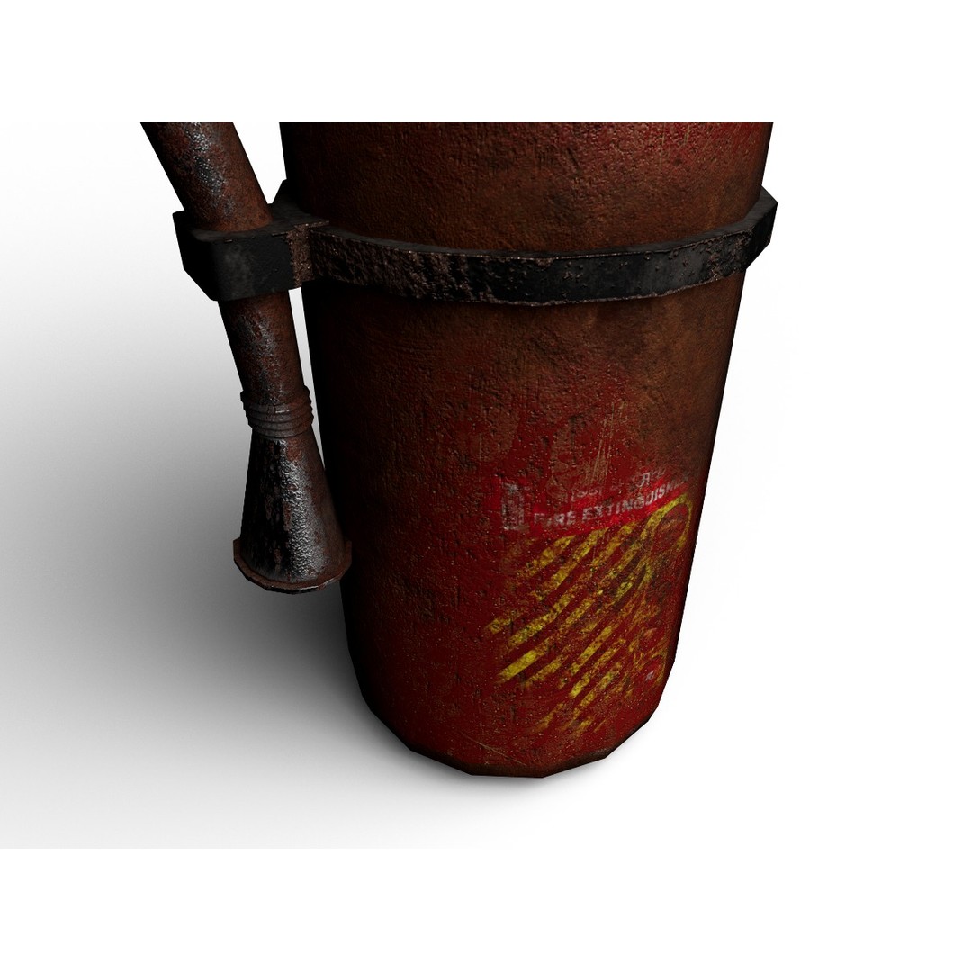 Rusted Fire Extinguisher 3D Model – Low Poly Game Asset, FBX, PBR Textures - View 14