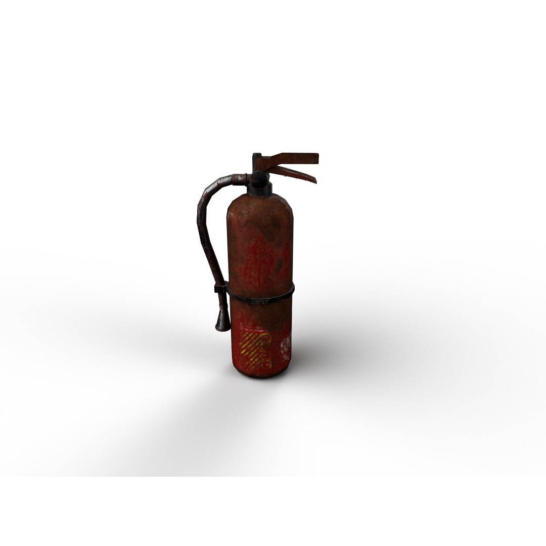 Rusted Fire Extinguisher 3D Model – Low Poly Game Asset, FBX, PBR Textures - View 3
