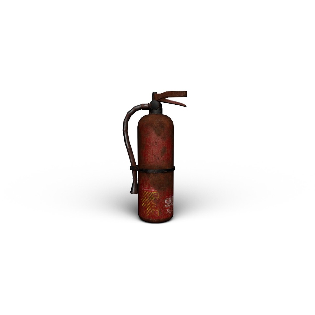 Rusted Fire Extinguisher 3D Model – Low Poly Game Asset, FBX, PBR Textures - View 4
