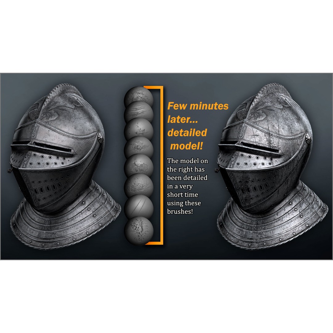 Metal Surface Maker 3D Model – ZBrush Brushes for Sculpting Details - View 3