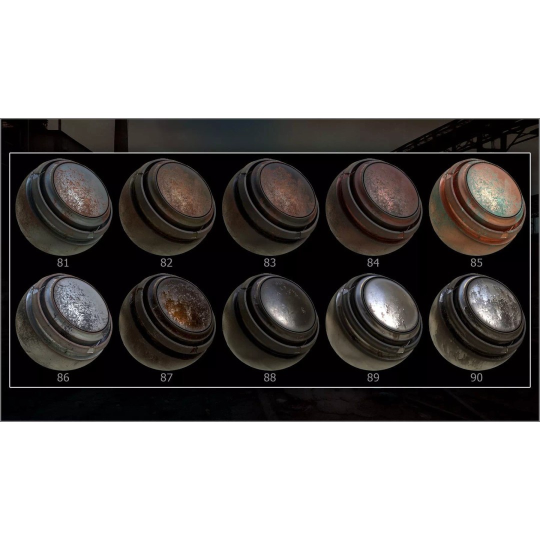 Rusty and Damaged Metal 3D Model – 100 Smart Materials for Substance Painter - View 13