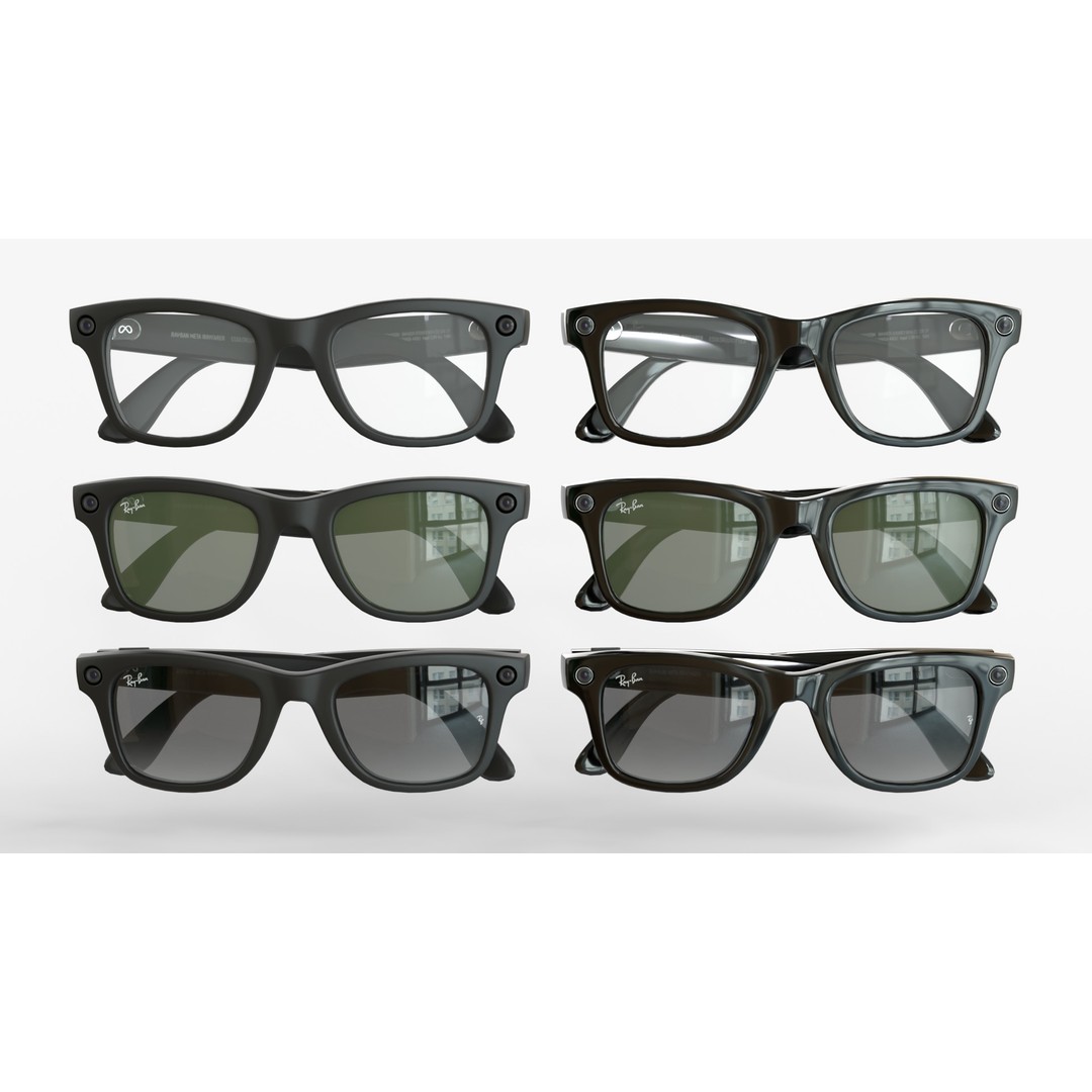 Ray-Ban Meta Wayfarer 3D Model – Matte & Shiny with PBR Textures - View 3