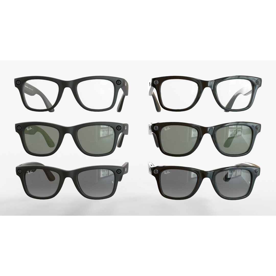 Ray-Ban Meta Wayfarer 3D Model – Matte & Shiny with PBR Textures - View 4