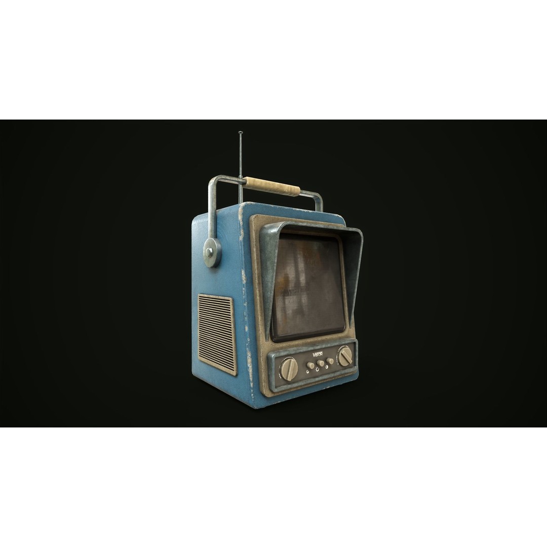 Retro TV 3D Model – Low Poly Game Ready Asset, FBX, Blender - View 4