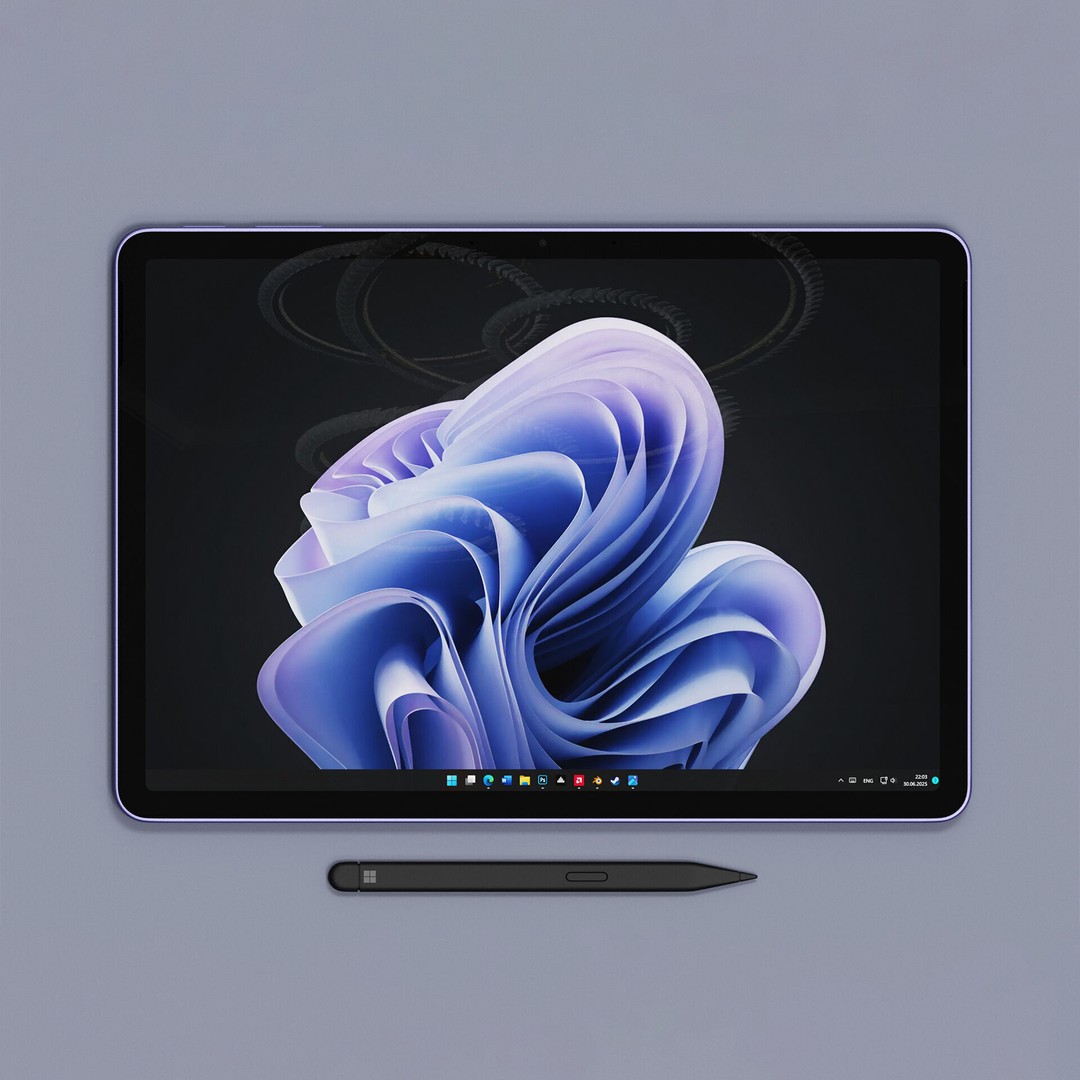 Surface Pro 12 3D Model – Low Poly Tablet with Rigging, FBX - View 3