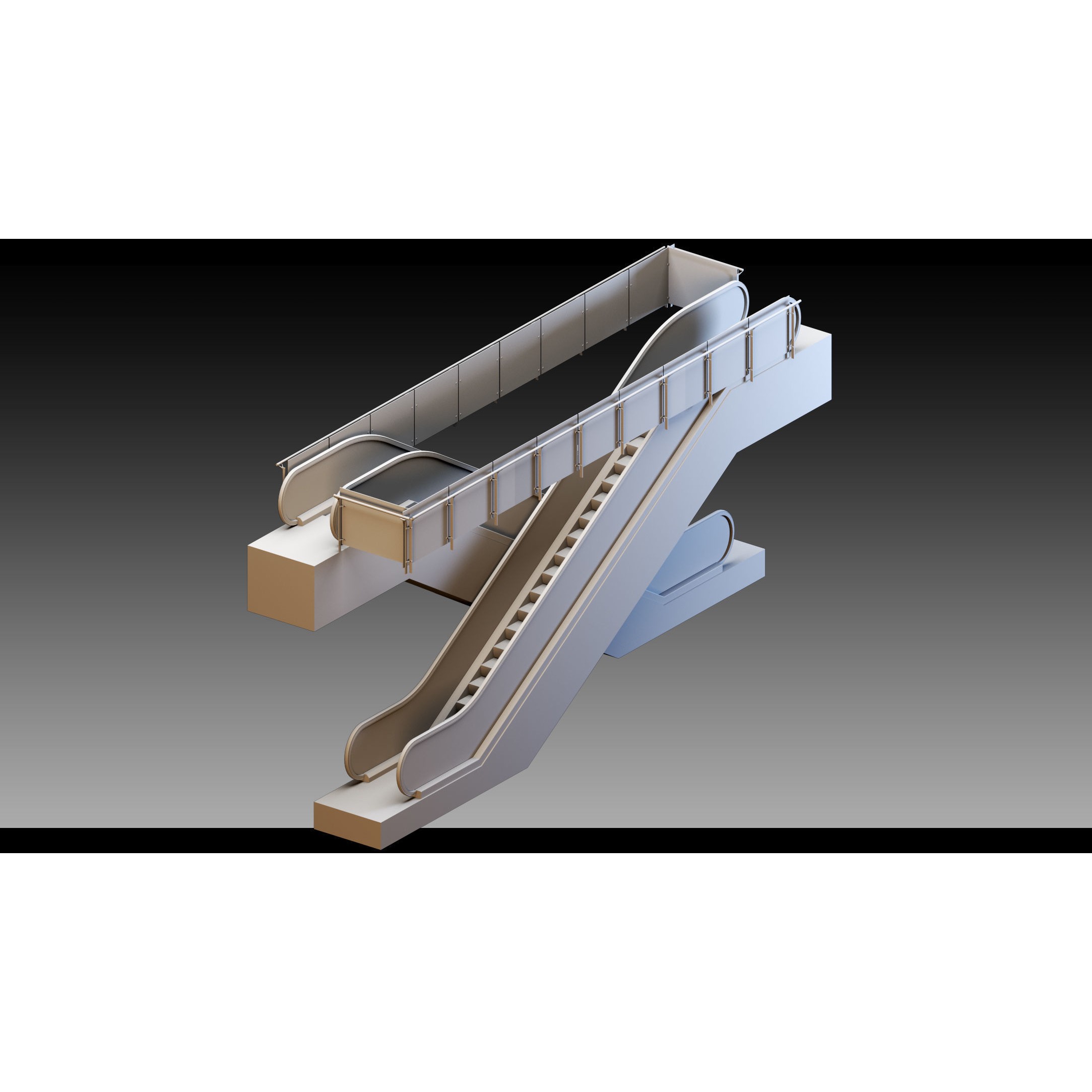 Elevators and Escalators - High-Detail 3D Model - View 11