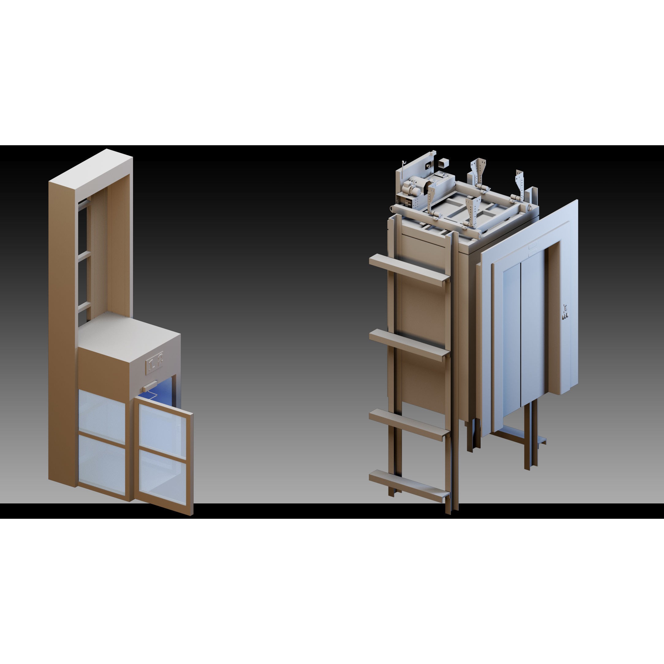 Elevators and Escalators - High-Detail 3D Model - View 4