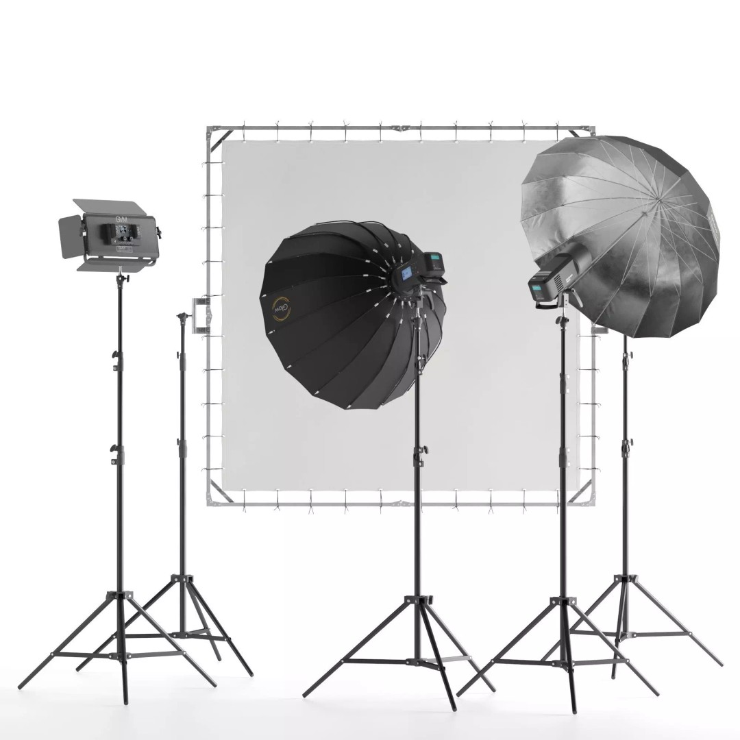 Photo Studio Lighting Set 3D Model – PBR Textured Softbox & Umbrella - View 2