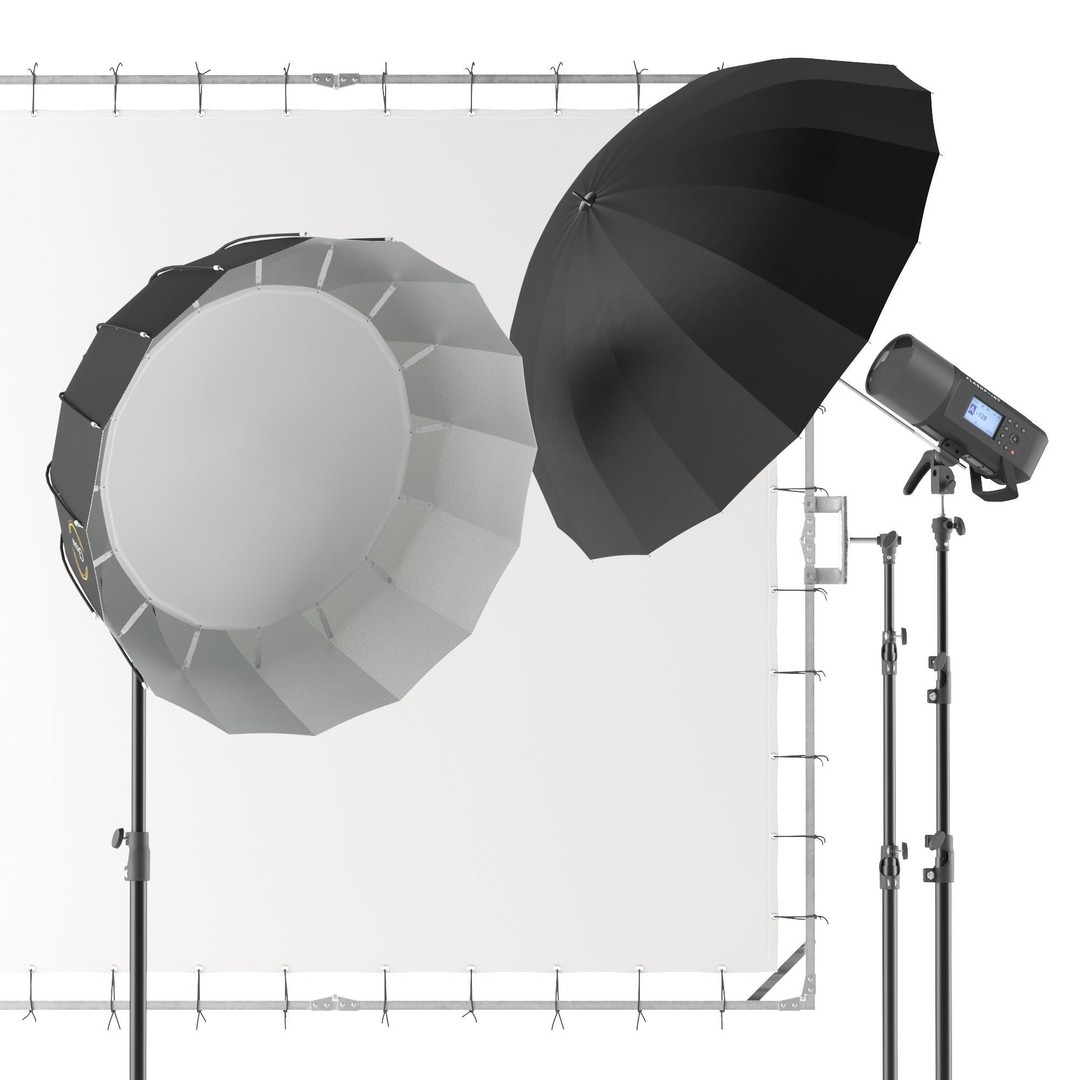 Photo Studio Lighting Set 3D Model – PBR Textured Softbox & Umbrella - View 6