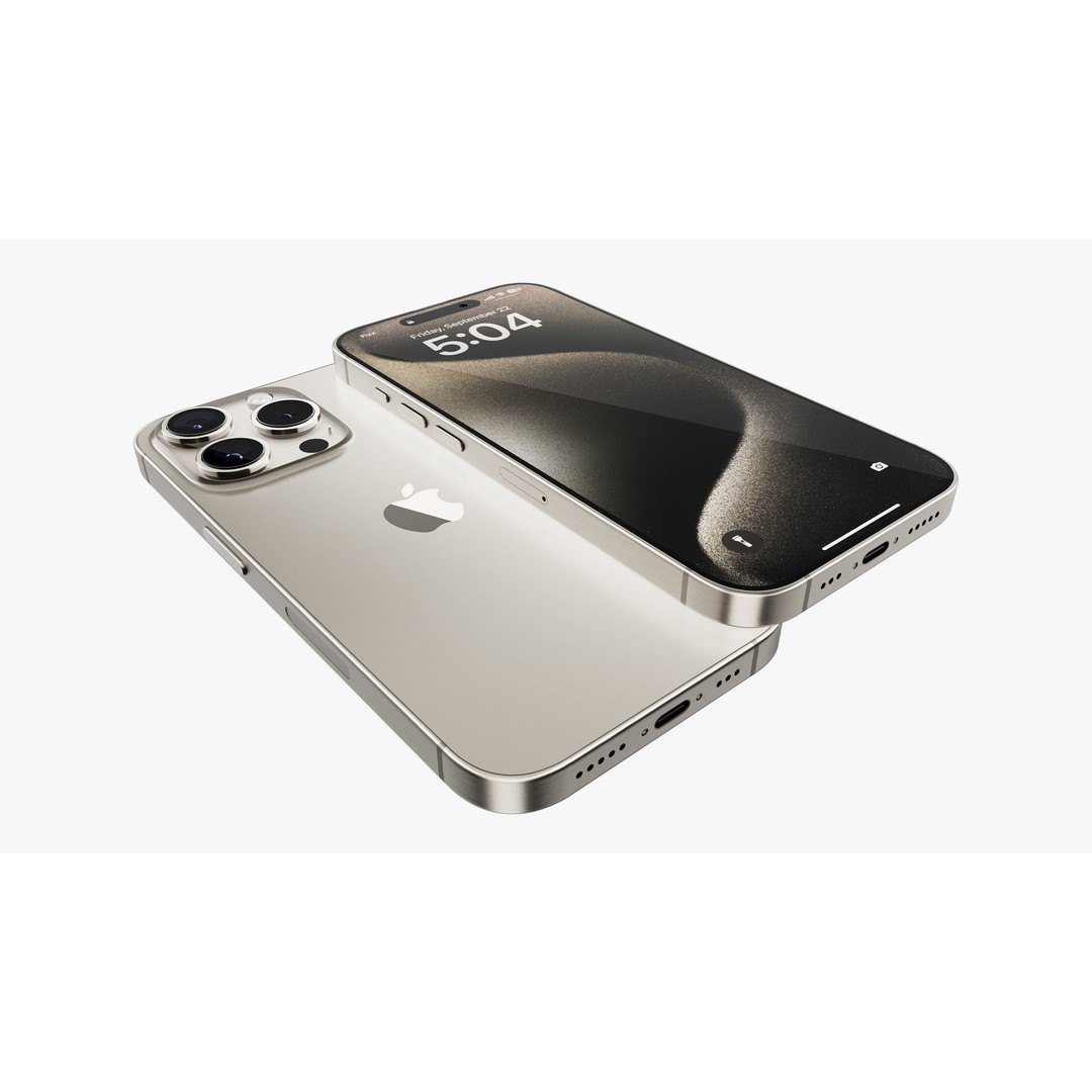 Apple iPhone 15 Pro 3D Model – High Poly Natural Titanium, PBR Textures - View 10