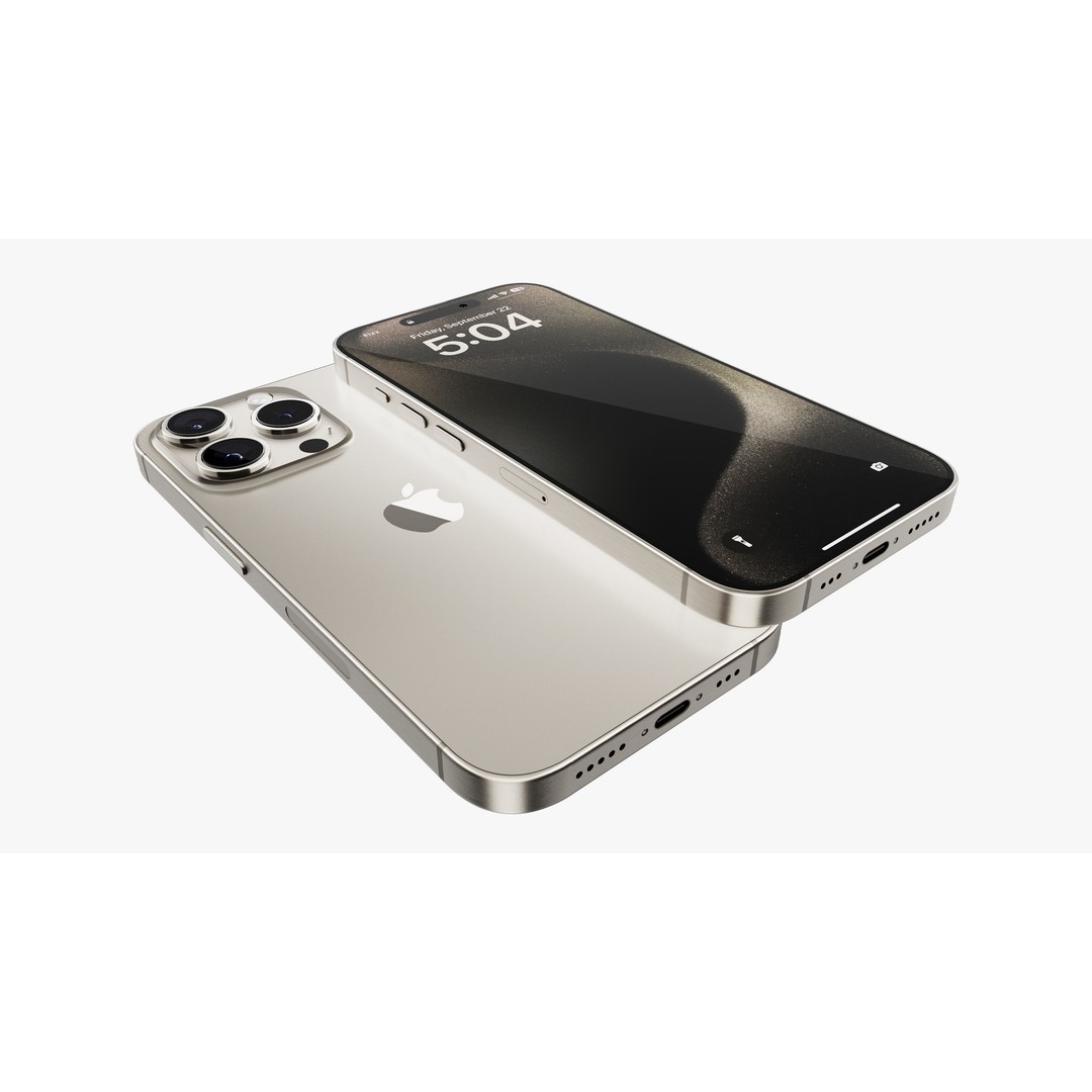 Apple iPhone 15 Pro 3D Model – High Poly Natural Titanium, PBR Textures - View 15