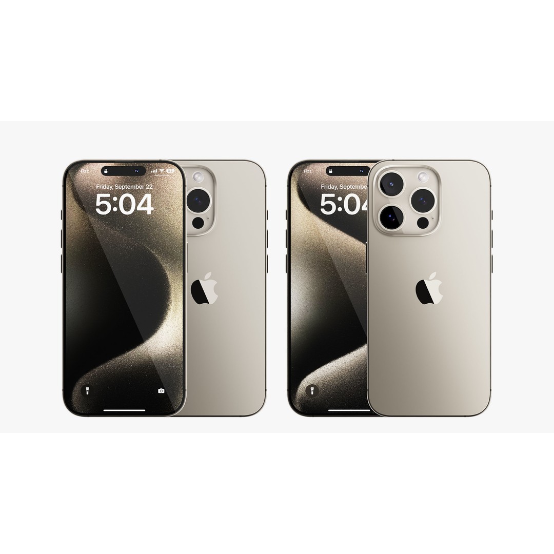 Apple iPhone 15 Pro 3D Model – High Poly Natural Titanium, PBR Textures - View 5