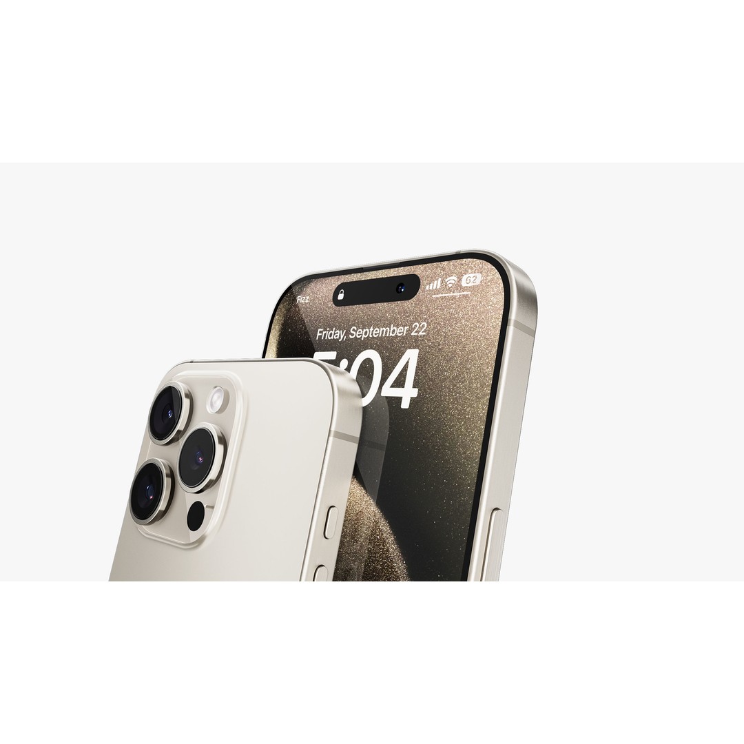 Apple iPhone 15 Pro 3D Model – High Poly Natural Titanium, PBR Textures - View 7