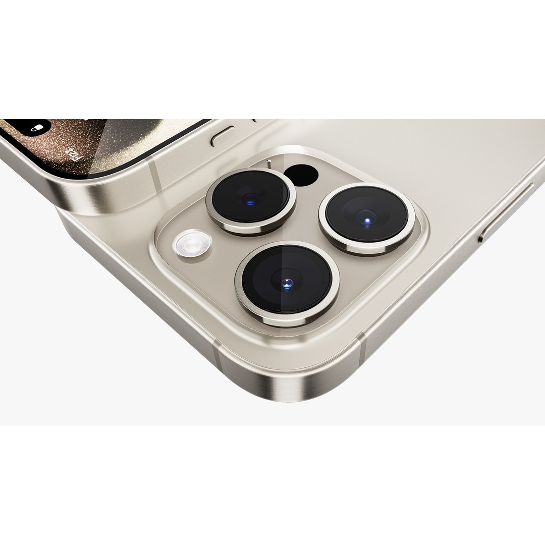 Apple iPhone 15 Pro 3D Model – High Poly Natural Titanium, PBR Textures - View 8