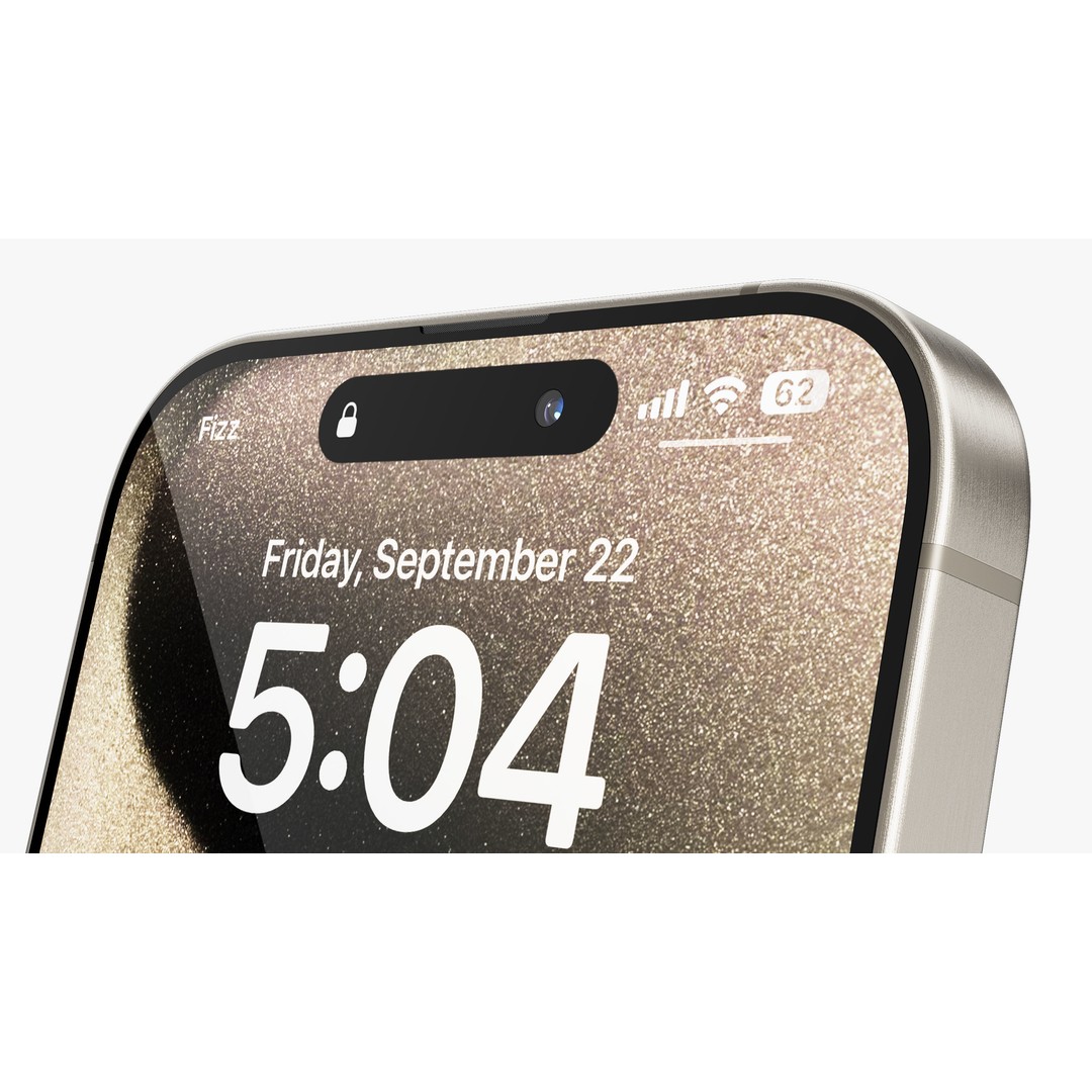 Apple iPhone 15 Pro 3D Model – High Poly Natural Titanium, PBR Textures - View 9