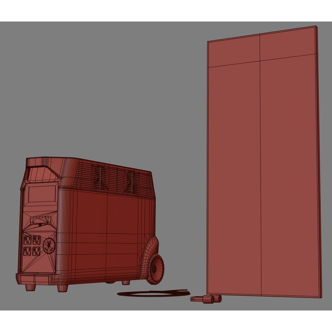 Portable Battery with Solar Panel 3D Model – Low Poly Game Asset, PBR