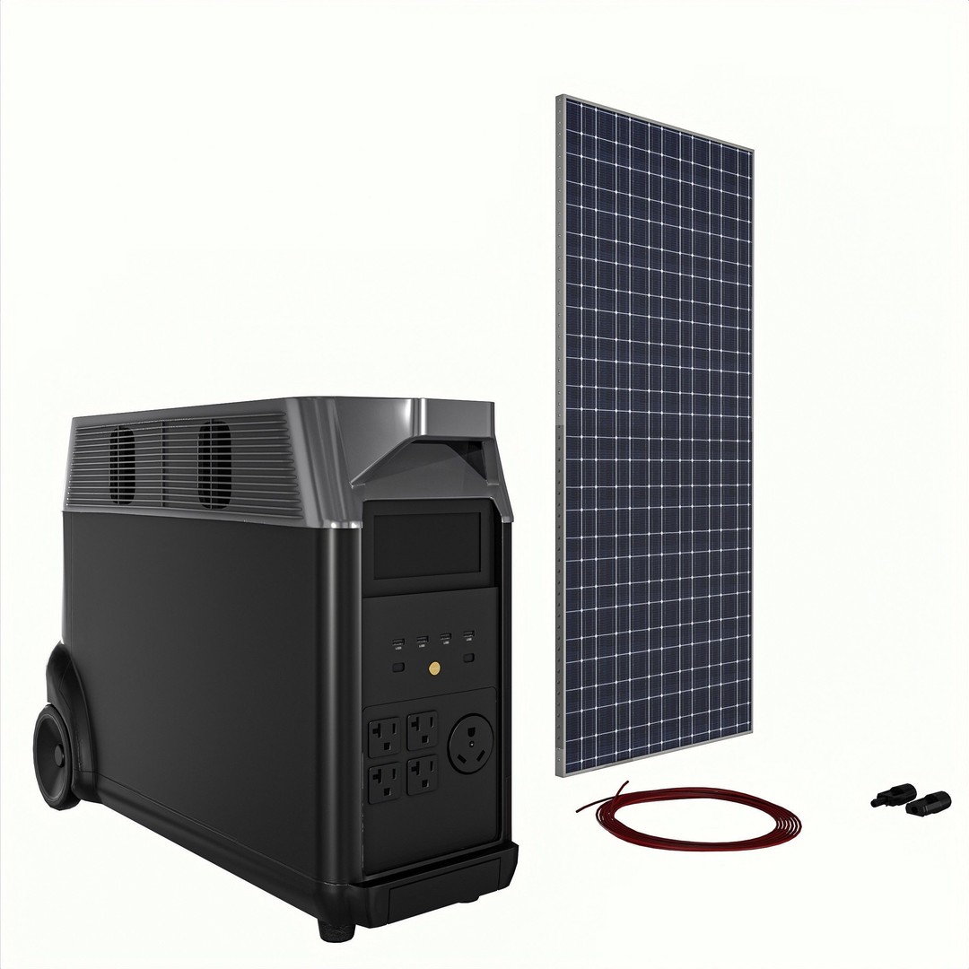Portable Battery with Solar Panel 3D Model – Low Poly Game Asset, PBR - View 4
